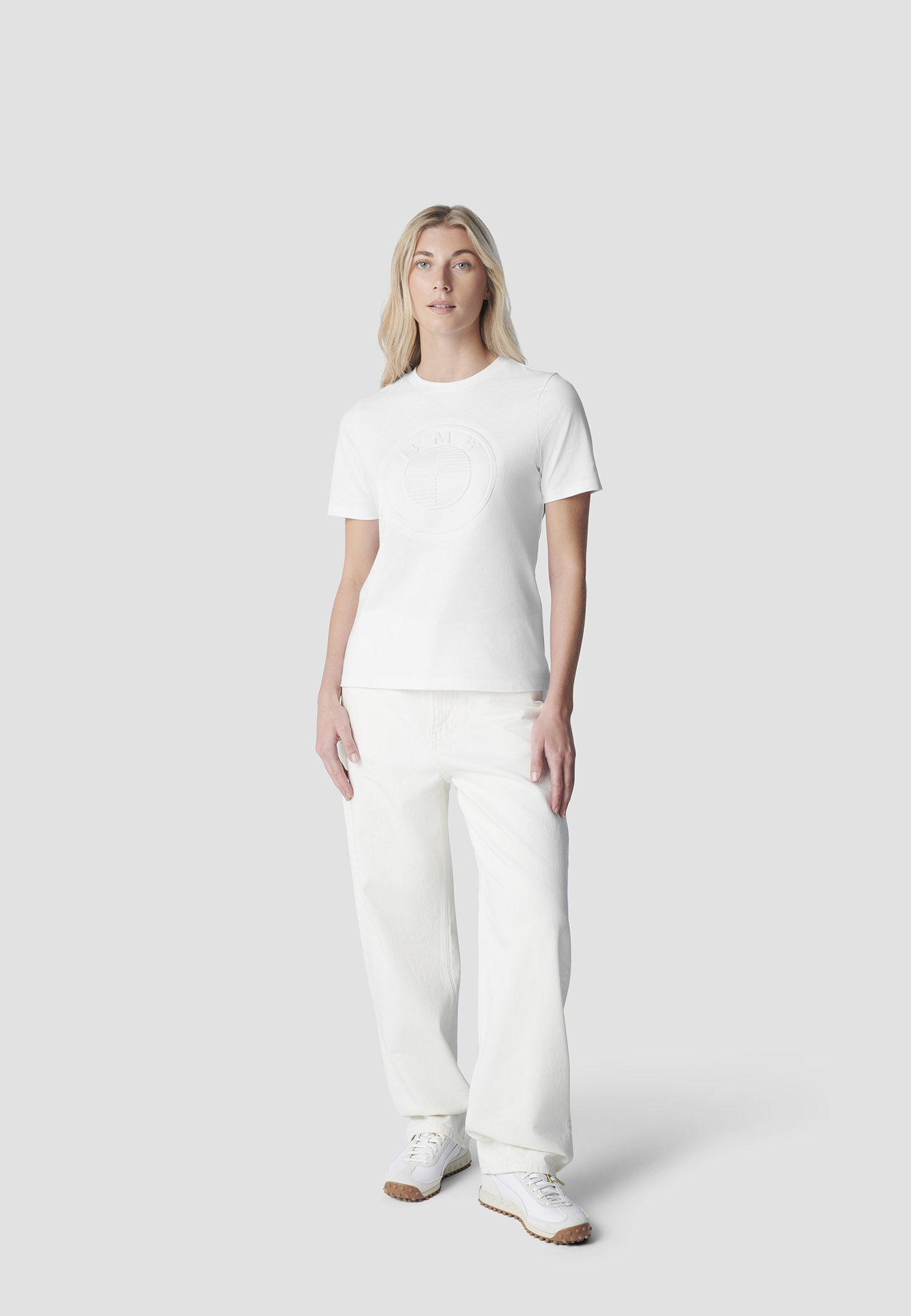 White sweatpants with bmw logo 2025